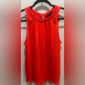 Banana Republic Red Sleeveless Pleated Neck Blouse